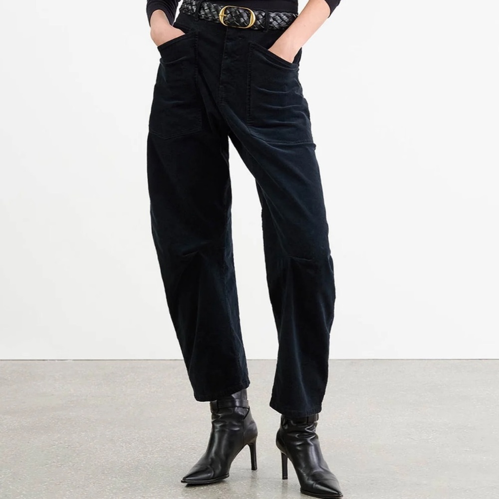 Nili Lotan Navy Cropped Corduroy Pants